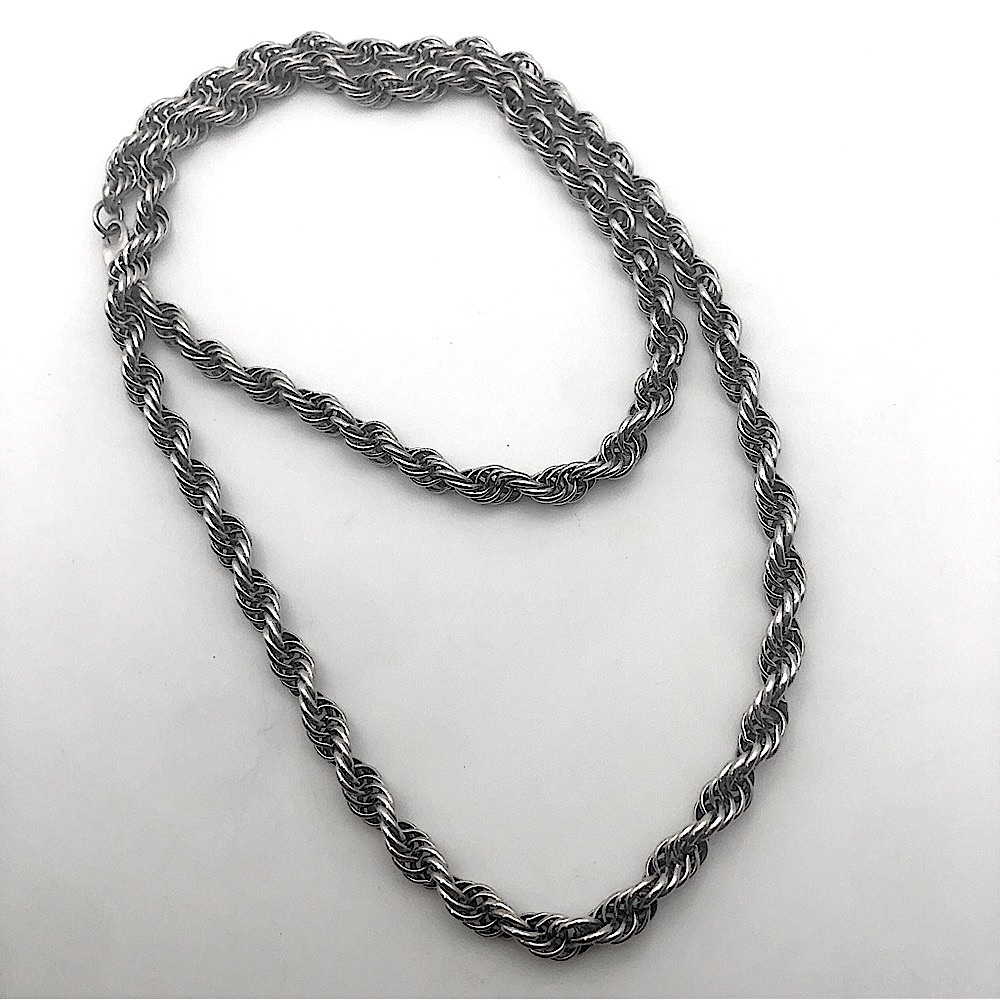 Vtg Sterling Twisted Rope Chain Solid Silver Links Heavy - 23” / 31 grams